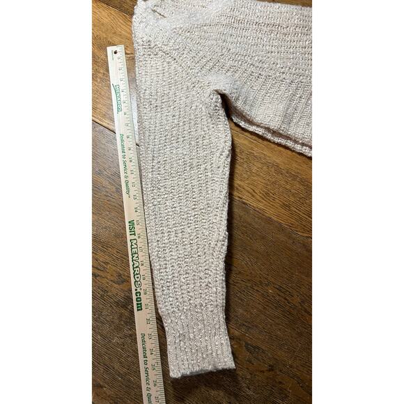 Anthropologie Moth Chunky Knit Swing Sweater in Cream Zipper Accent Alpaca Sz L - Picture 9 of 10